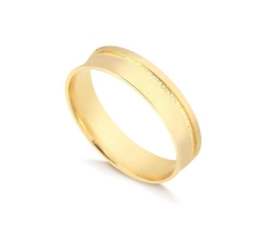 Aliança Côncava com Friso Lateral Fosco 5 mm 10k