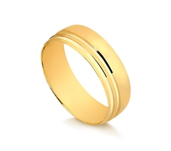 Aliança Tradicional Friso Duplo Lateral 7 mm 10k
