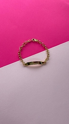 Pulseira Elo Português PP com Placa Personalizável - 10k - Imperial