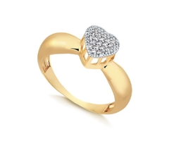 Anel Pavê Heart Aro Bombé M 10k - comprar online