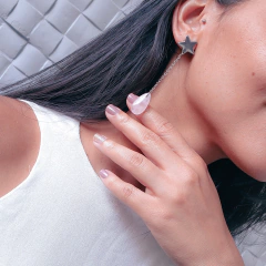 Brinco Cindy Aço Inoxidável (Cristal / Ametista/ Quartzo Rosa)