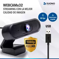 Webcam Cámara Web Usb 1080p Full Hd Articulada Color Negro - comprar online