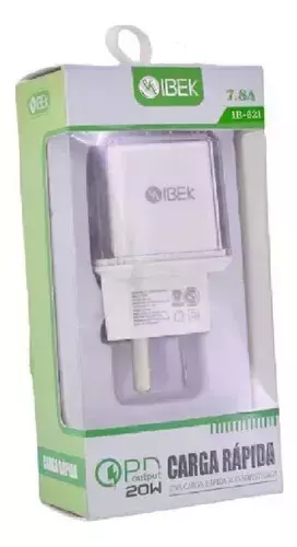 Cargador Ibek 7.8a Ib-623 20w S/ Cable Compatible Lightning