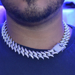 Corrente Ice Spike 20mm (Cravejada com Zircônia - Prata/Ouro - Estoque limitado)