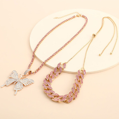 Kit Ice Borboleta (Gargantilha + Colar - Cravejado com Zircônia - Ouro/Prata) - comprar online