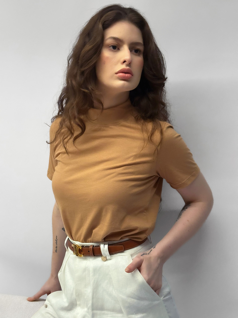 T-shirt Hilo Algodão Egípcio Caramelo - comprar online