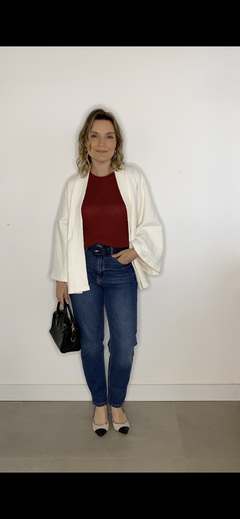 Kimono de malha efeito atoalhado off white na internet