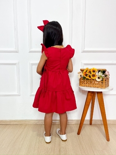 Vestido Helena bordado Vermelho - Acompanha Laço na internet