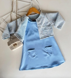 Vestido Beatriz Azul - Não acompanha casaco na internet