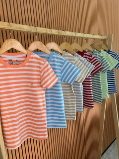Camiseta listrada Algodão - Laranja - loja online