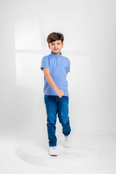 Camisa Gola padre - Azul claro