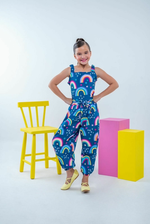 Macacão Jogguer Arco-íris Azul