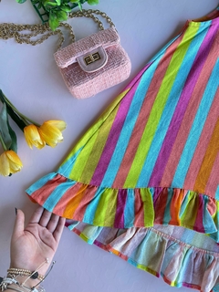 Vestido Mullet listrado - Cores Neon - Ello de Mamãe