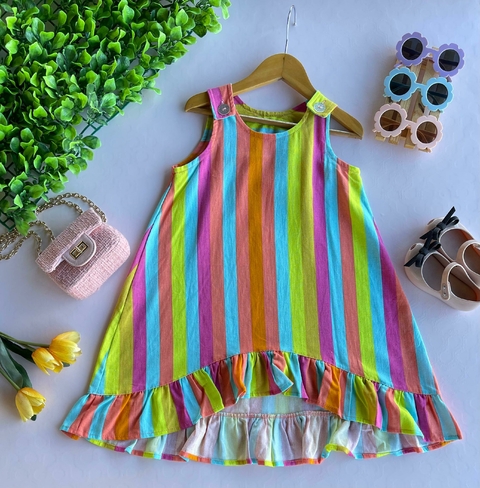 Vestido Mullet listrado - Cores Neon