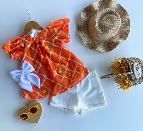 Conjunto Lasie Bordada - Laranja