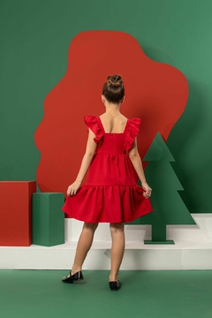 Vestido Clássico Linho - Vermelho - comprar online