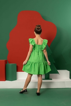 Vestido Clássico Linho - Verde - comprar online