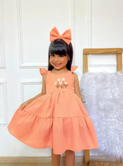 Vestido Bordado Sofia - Coral com turbante - comprar online