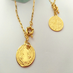 Colar São Bento com zircônia banhado a ouro 18k - loja online