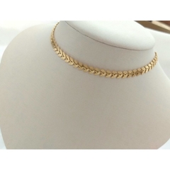 Chocker corrente de folha banhada a ouro 18k