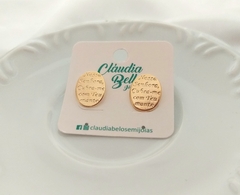 Brinco fixo medalhão Nossa Senhora banhado a ouro 18k - comprar online