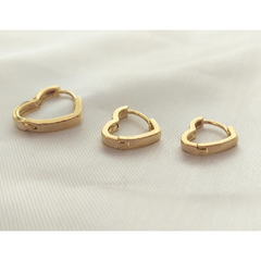 Trio de argolas articuladas coração banhada a ouro 18k