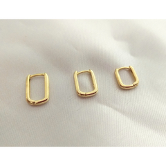 Trio de argolas articuladas quadradas banhada a ouro 18k