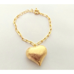 Pulseira pingente coração banhada a ouro 18k