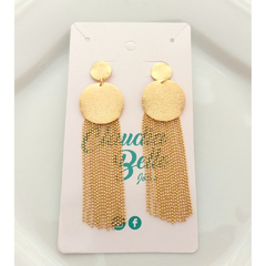 Maxi brinco de franja redondo banhado a ouro 18k