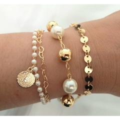 Pulseira bolas com pérola banhada a ouro 18k - loja online