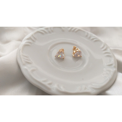 Brinco coração de zircônia banhado a ouro 18k - comprar online