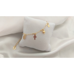 Pulseira pingentes diversos banhado a ouro 18k