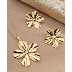 Brinco flor orgânica banhada a ouro 18k - comprar online