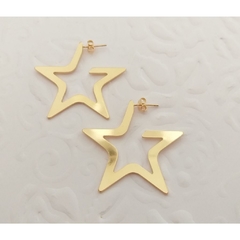 Brinco argola estrela banhado a ouro 18k - comprar online