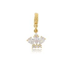 Berloque coroa d zircônias banhada a ouro 18k