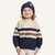 SUETER EM TRICOT BEGE C/ LISTRAS AZUL MARINHO E CAFÉ TAM 01-02-03 FAKINI