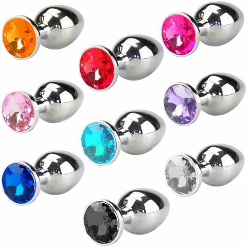 PLUG ANAL MÉDIO EM AÇO COM PEDRA MEGA IMPORT