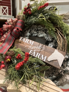Guirlanda Natalina “Farm Sweet Farm” - Vermelho - Atelier Solighetto