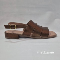 Sandália Comfort em couro legítimo com tiras salto 2,5 cm nas Cores Bronze e Nude/Terracota na internet