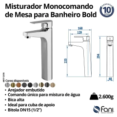 Monocomando Para Banheiro Bica Alta Bold Ouro Velho Fani - loja online