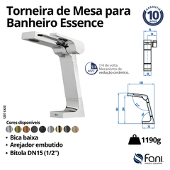 Torneira Para Banheiro Baixa Essence Preto Fosco Fani - Vannkurs Metais