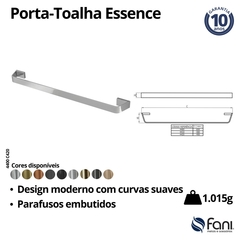 Porta Toalha Reto Longo 60 Cm Essence Gold Fani - Vannkurs Metais