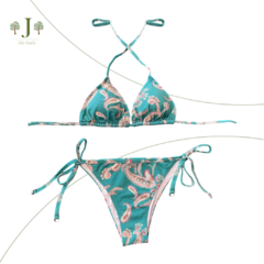 Biquini Cortininha Adulto Bandana Verde - comprar online