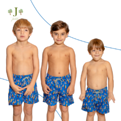 Beach Shorts Adulto Barco A Vela Azul - Joie Petit