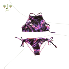 Biquini Frente Unica Tie Dye Roxo