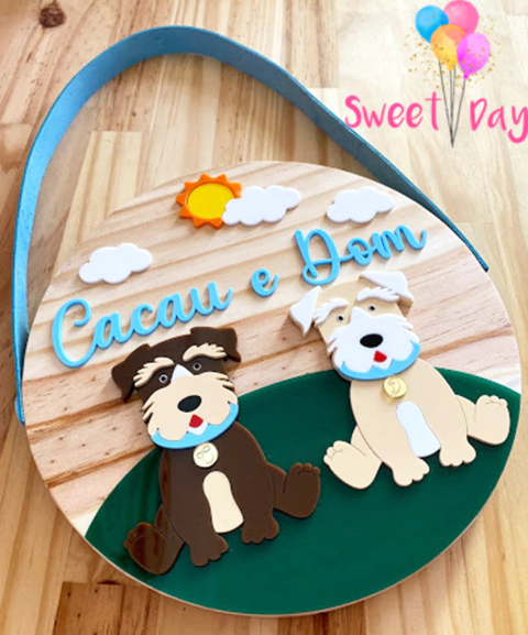 Enfeite de Porta Cachorrinhos 24 cm