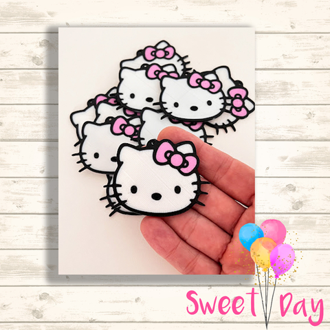 Tag Hello Kitty impressão 3d 6 cm (10 unidades)