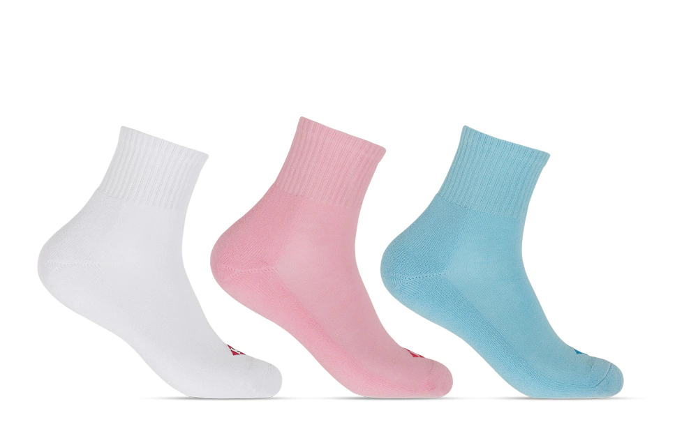 Kit 3X1 Meias Hoahi 33/38 Cano Longo Atoalhado Branco/Rosa/Azul