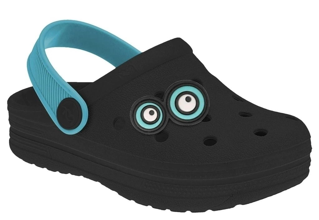 Babuche Mar&Cor Preto Detalhe Azul