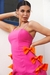 vestido Sophia pink com laços laranja